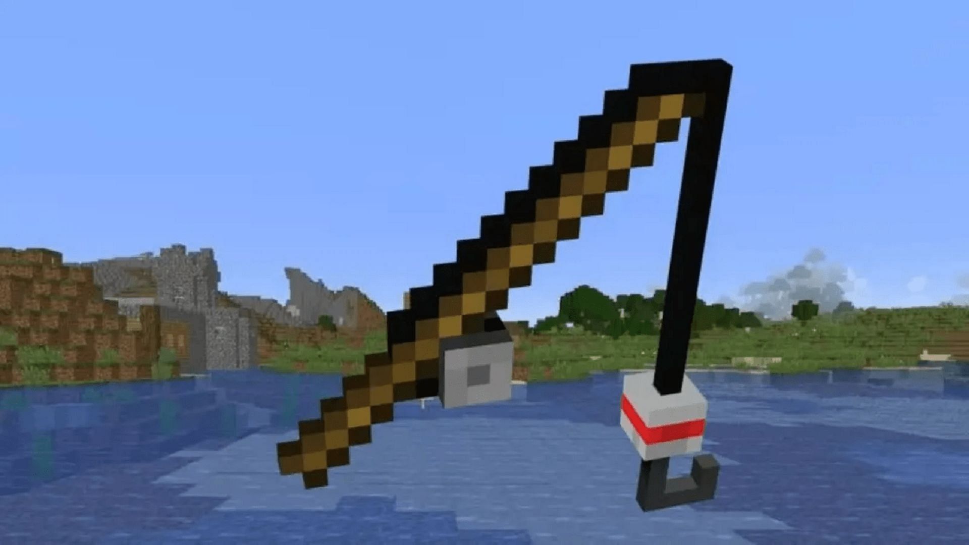 Fishing rods aren&#039;t just for catching fish (Image via Mojang)