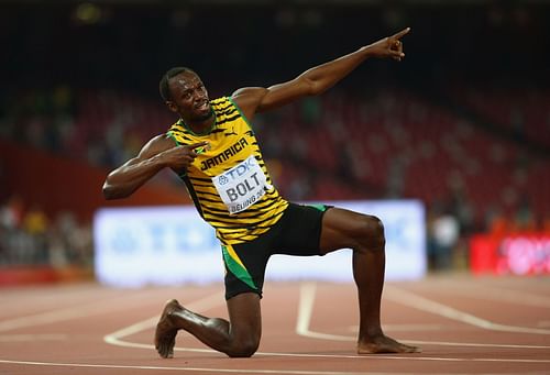 Usain Bolt at the 15th IAAF World Athletics Championships in Beijing 2015