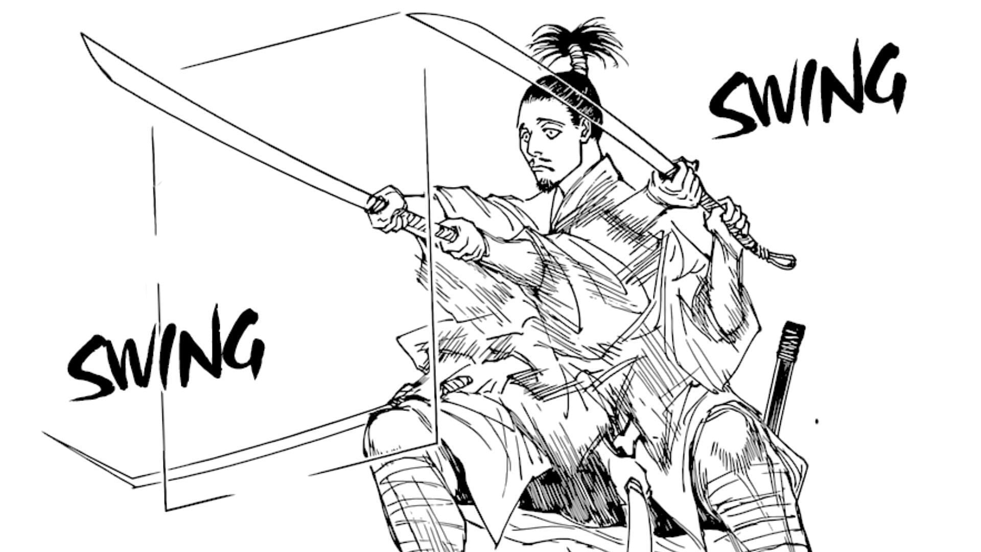 Nobunaga as seen in Hunter x Hunter chapter 395 (Image via Shueisha)
