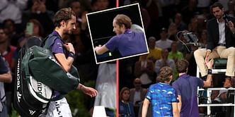 Frustrated Daniil Medvedev smashes on-court microphone and obliterates his racket after Paris Masters defeat to Alex de Minaur