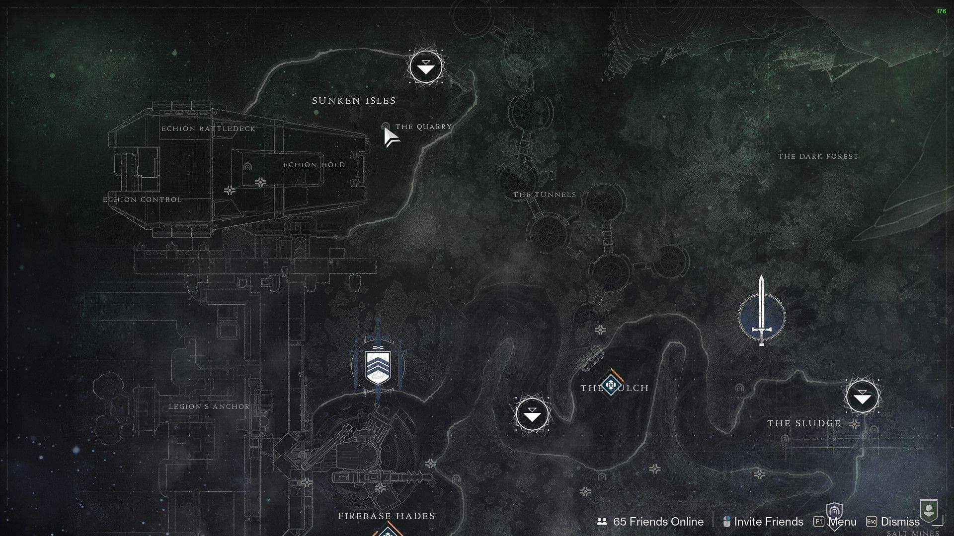 Location of the Quarry Lost Sector within the EDZ (Image via Destiny 2)