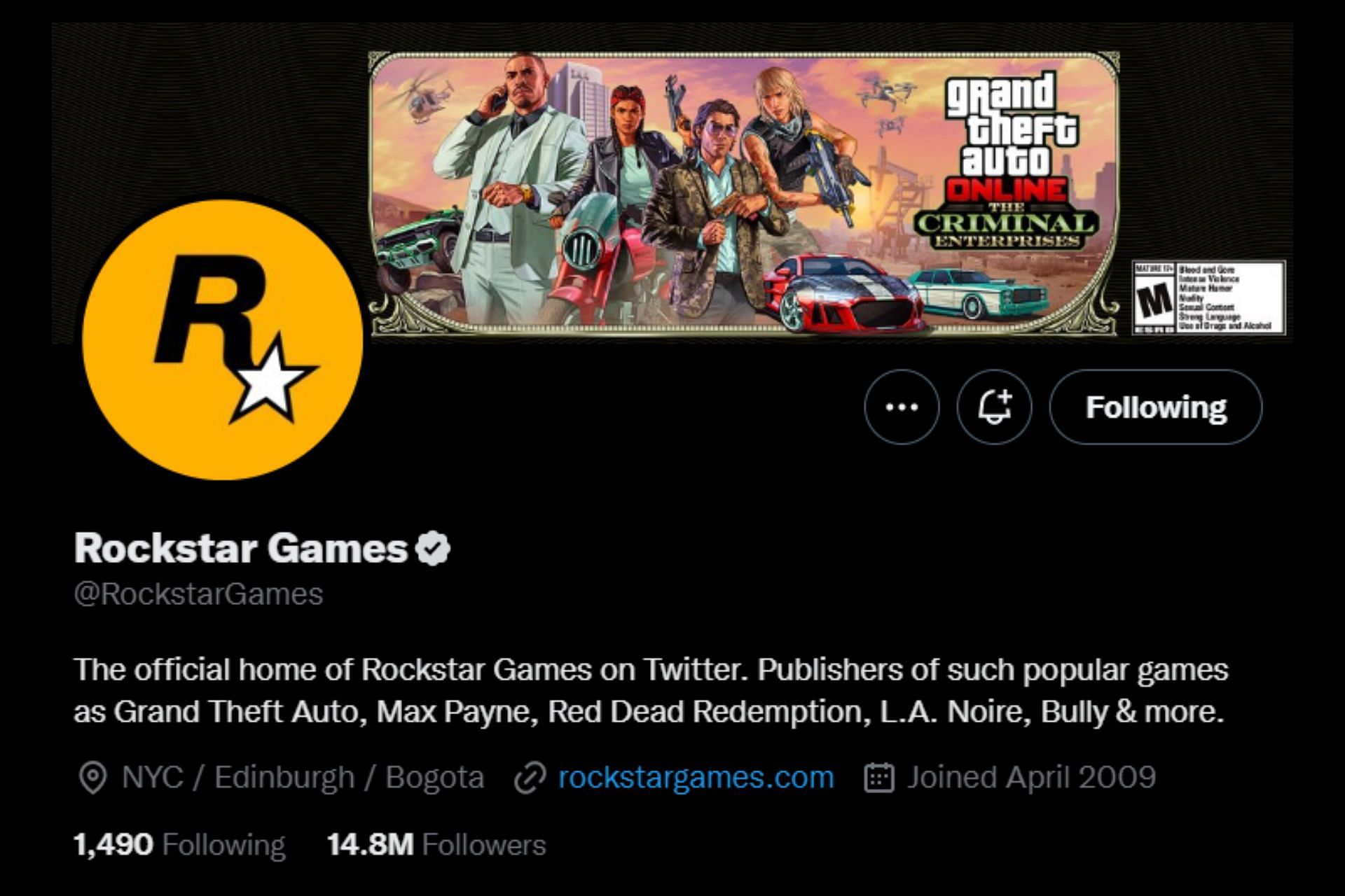 rockstar games twitter gta 6