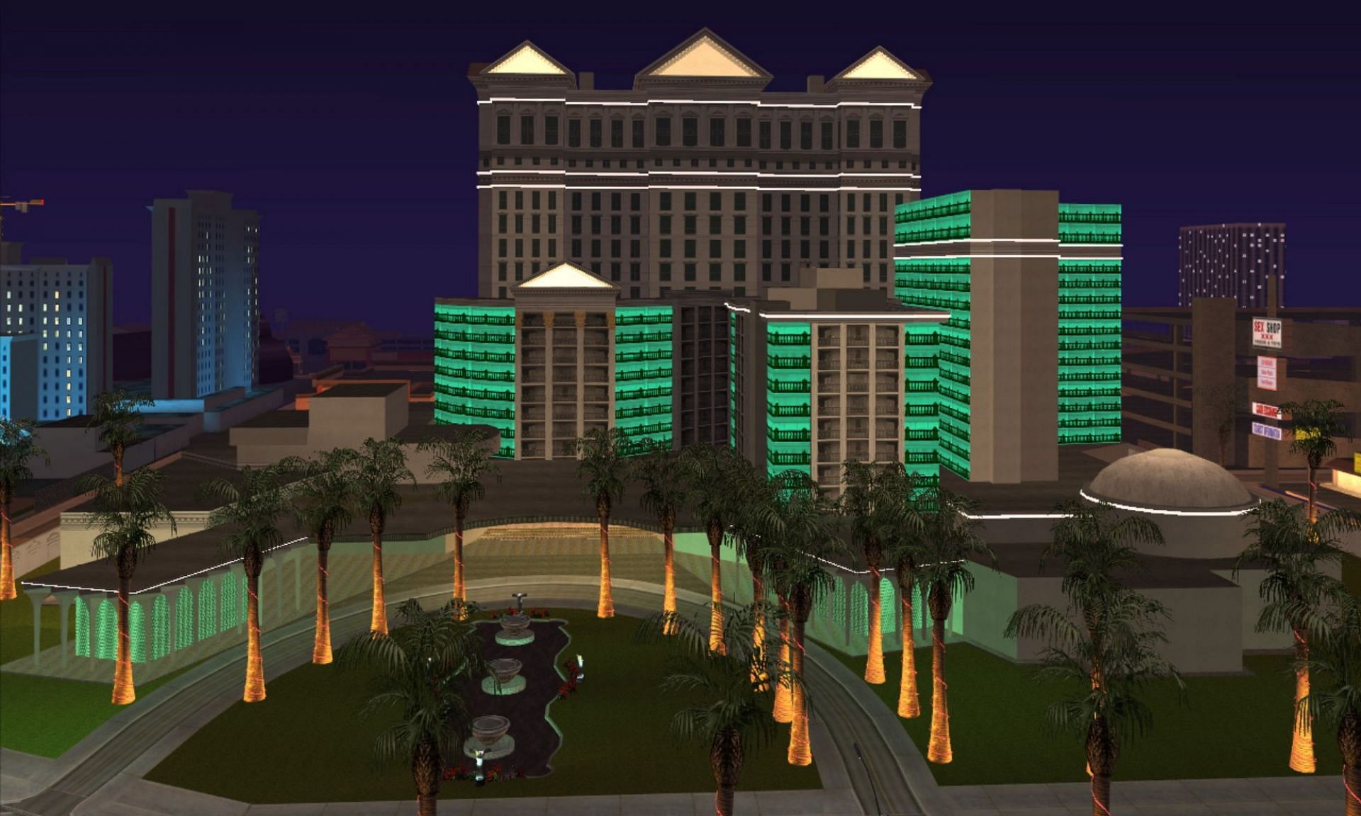 The casinos light up the night sky