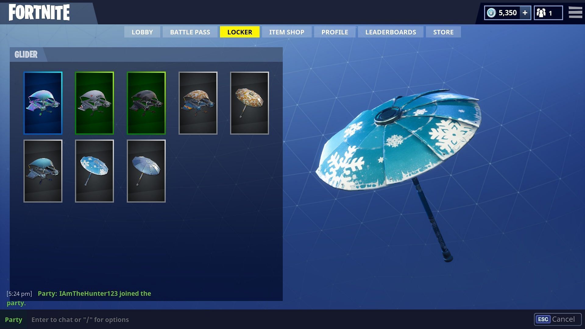 The Chapter 1 Season 2 victory umbrella is called &quot;Snowflake&quot; (Image via Epic Games)