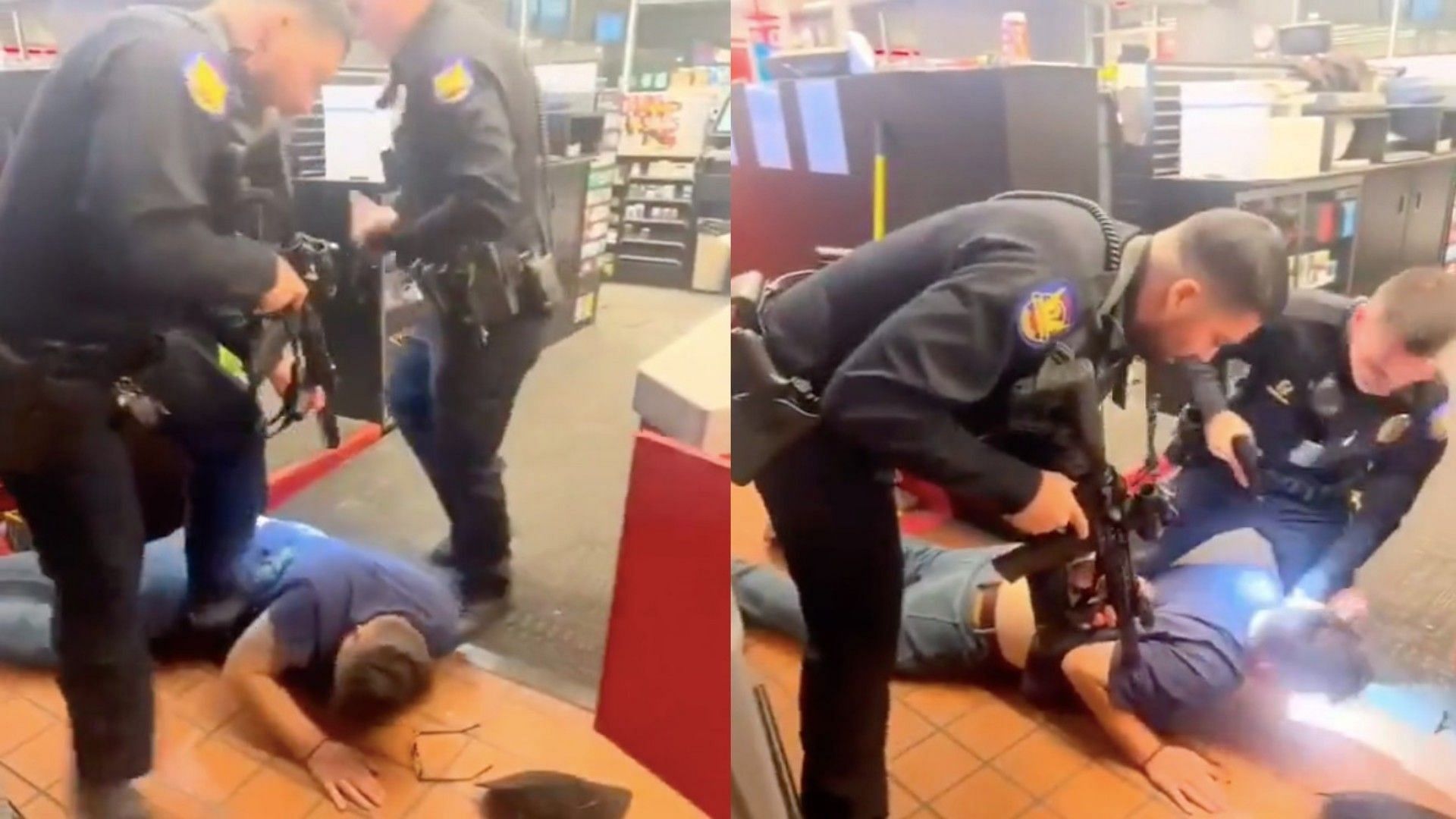 Two Phoenix police officers violently arrest the suspect (Image via  Far Left Kyle/Twitter)
