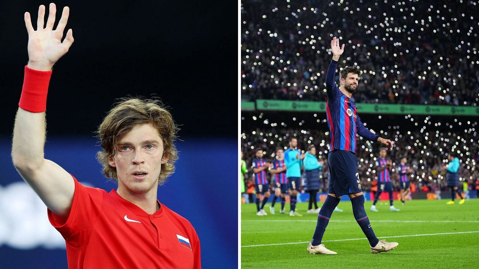 Andrey Rublev was present at Camp Nou for Gerard Pique