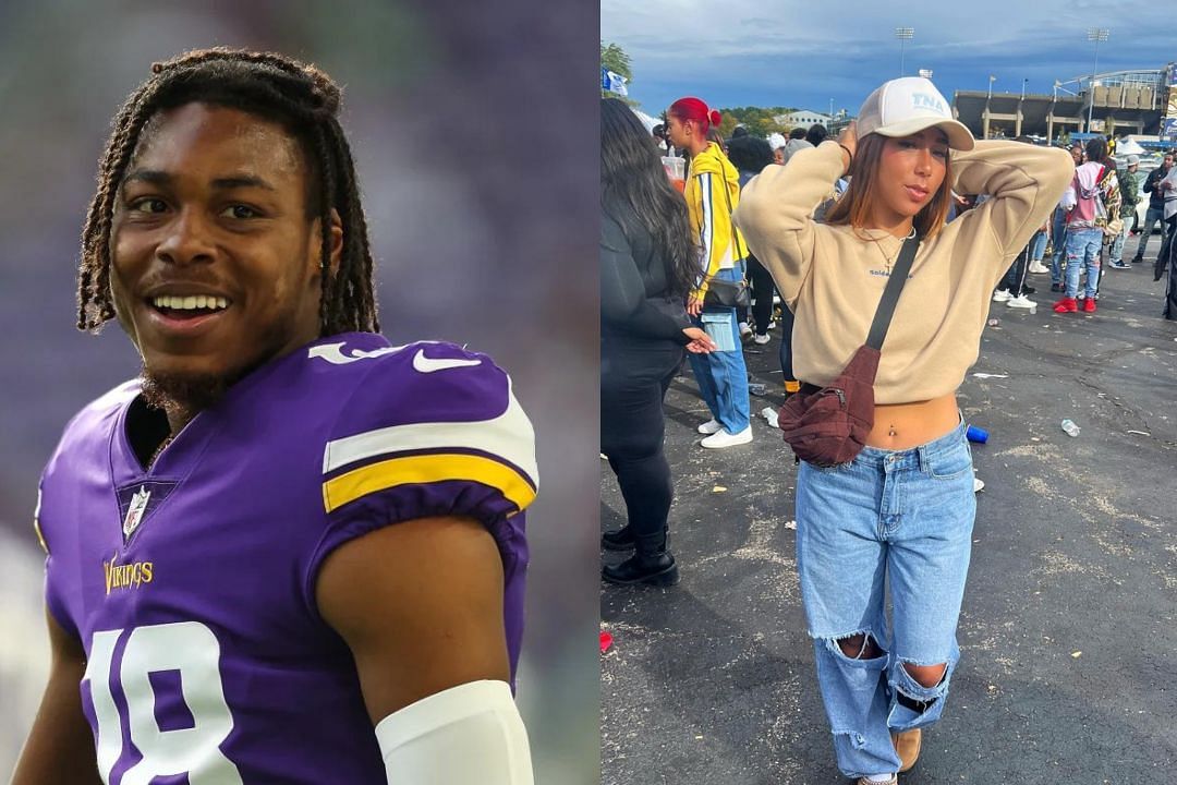 Vikings WR Justin Jefferson (l) with GF Tianna Harris (r)