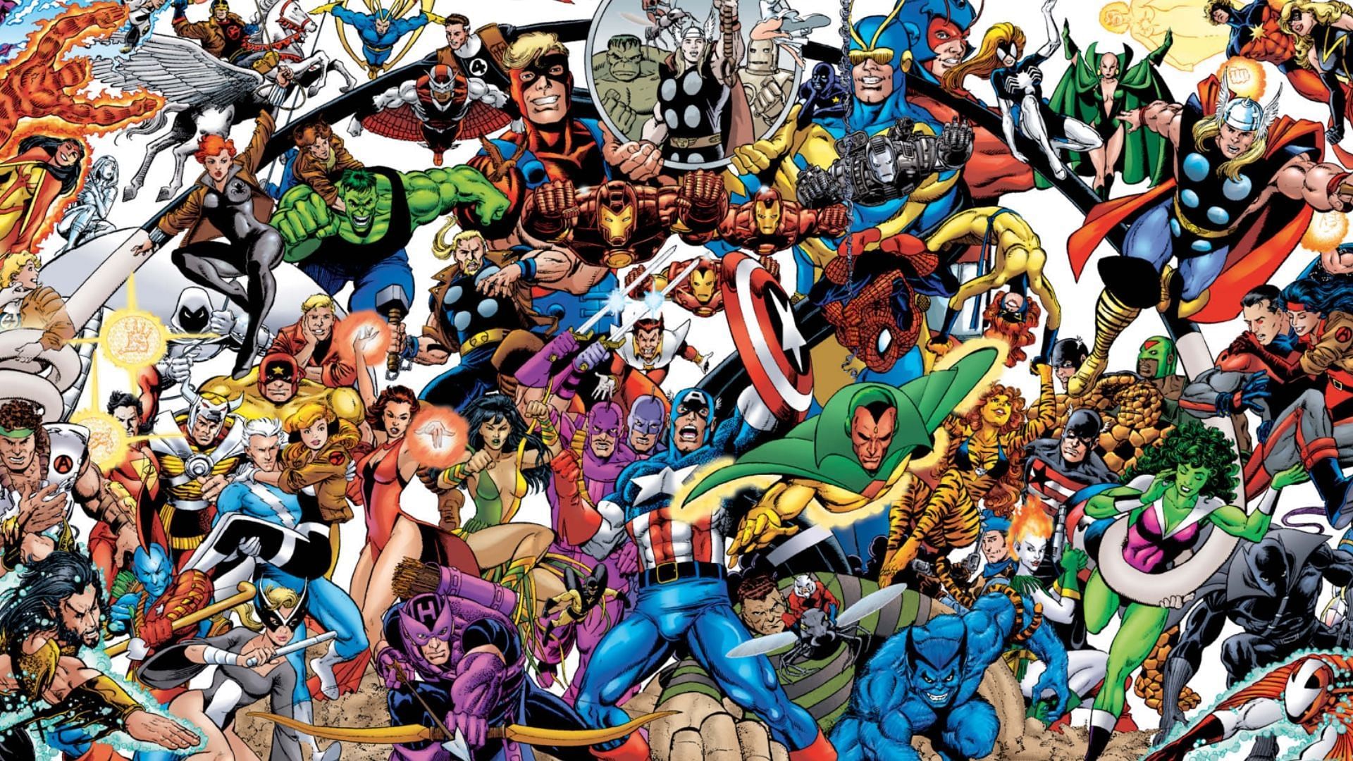 The many heroes of Marvel Comics (Image via Marvel)