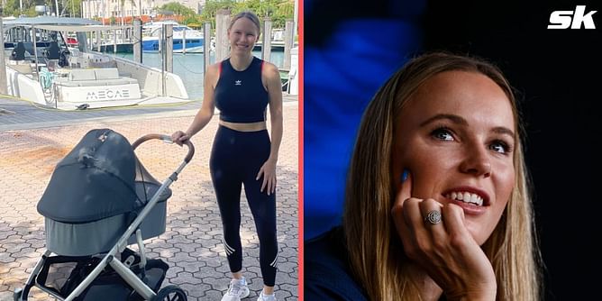 Caroline Wozniacki "teaching" her newborn son James about Liverpool FC early