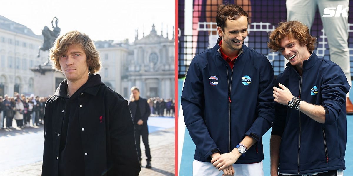 Andrey Rublev (L); Daniil Medvedev &amp; Andrey Rublev together