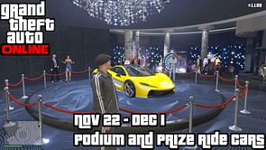 GTA Online weekly update Podium and Prize Ride cars for November 22 - December 1