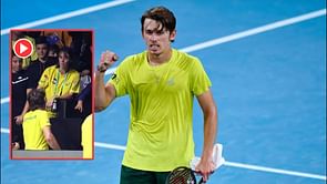 Watch: Alex de Minaur's mother sheds tears of joy after her son steers Australia to Davis Cup semifinals