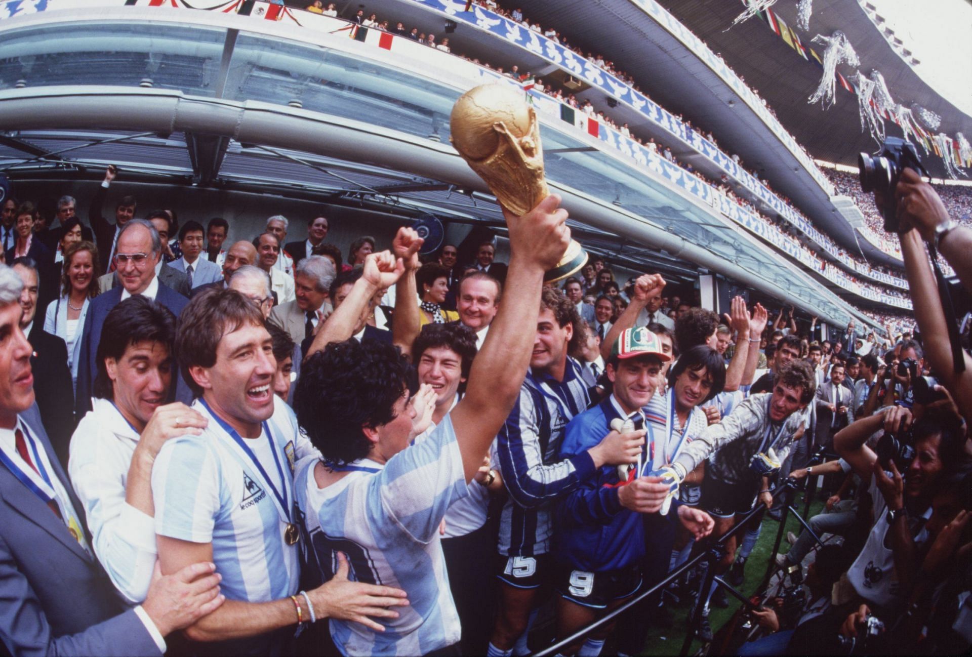 Argentina celebrates winning the 1986 FIFA World Cup