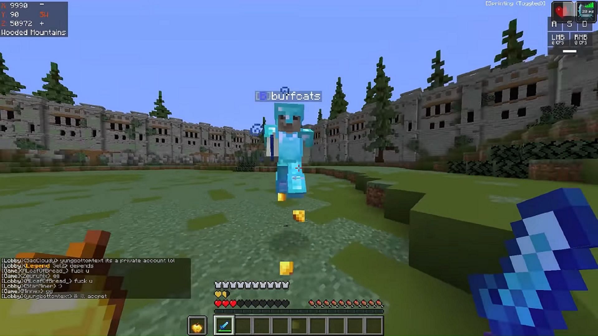 Two players engaged in PvP battle in an arena (Image via Mojang)