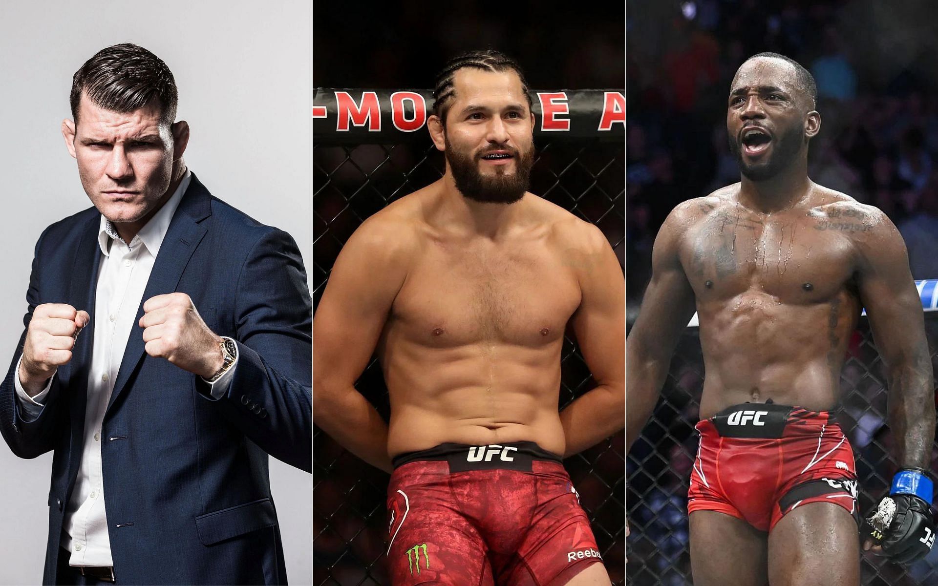 Michael Bisping (left), Jorge Masvidal (middle) and Leon Edwards (right)
