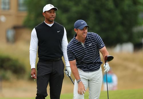 Rory McIlroy and Tiger Woods at The 150th Open - Previews (Image via Kevin C. Cox/Getty Images)