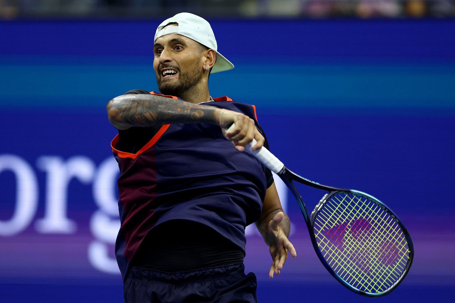 Nick Kyrgios in action at the 2022 US Open