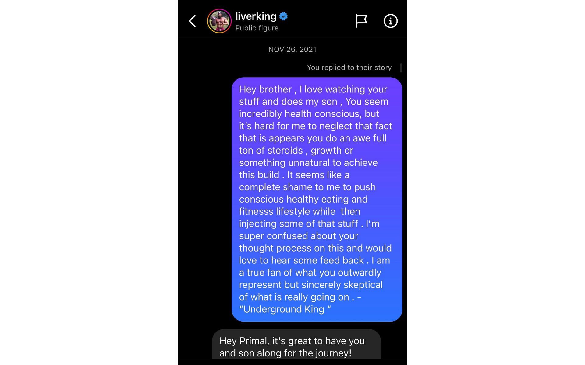 Former UFC champion shares screenshot of DMs he sent to Liver King