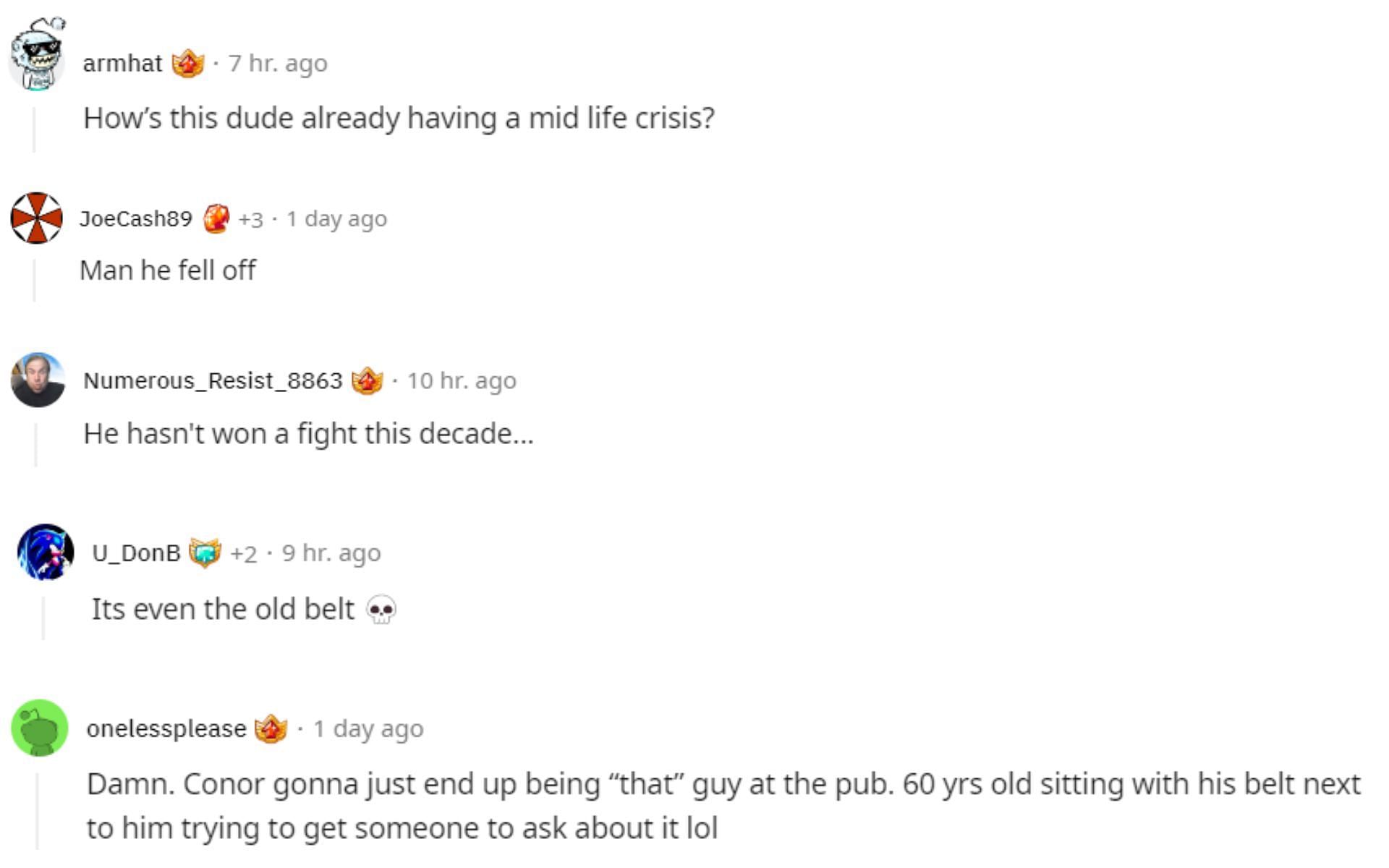 Screenshots of the Reddit comments