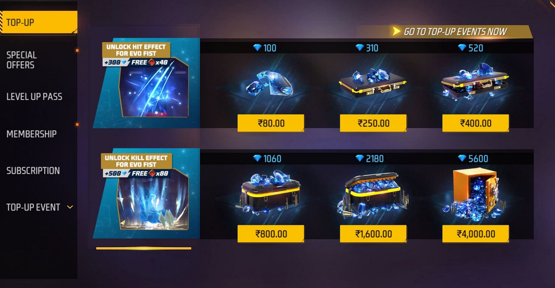 You can purchase a pack of 500 diamonds (Image via Garena)