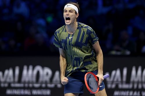 Taylor Fritz in action at the Nitto ATP Finals 2022