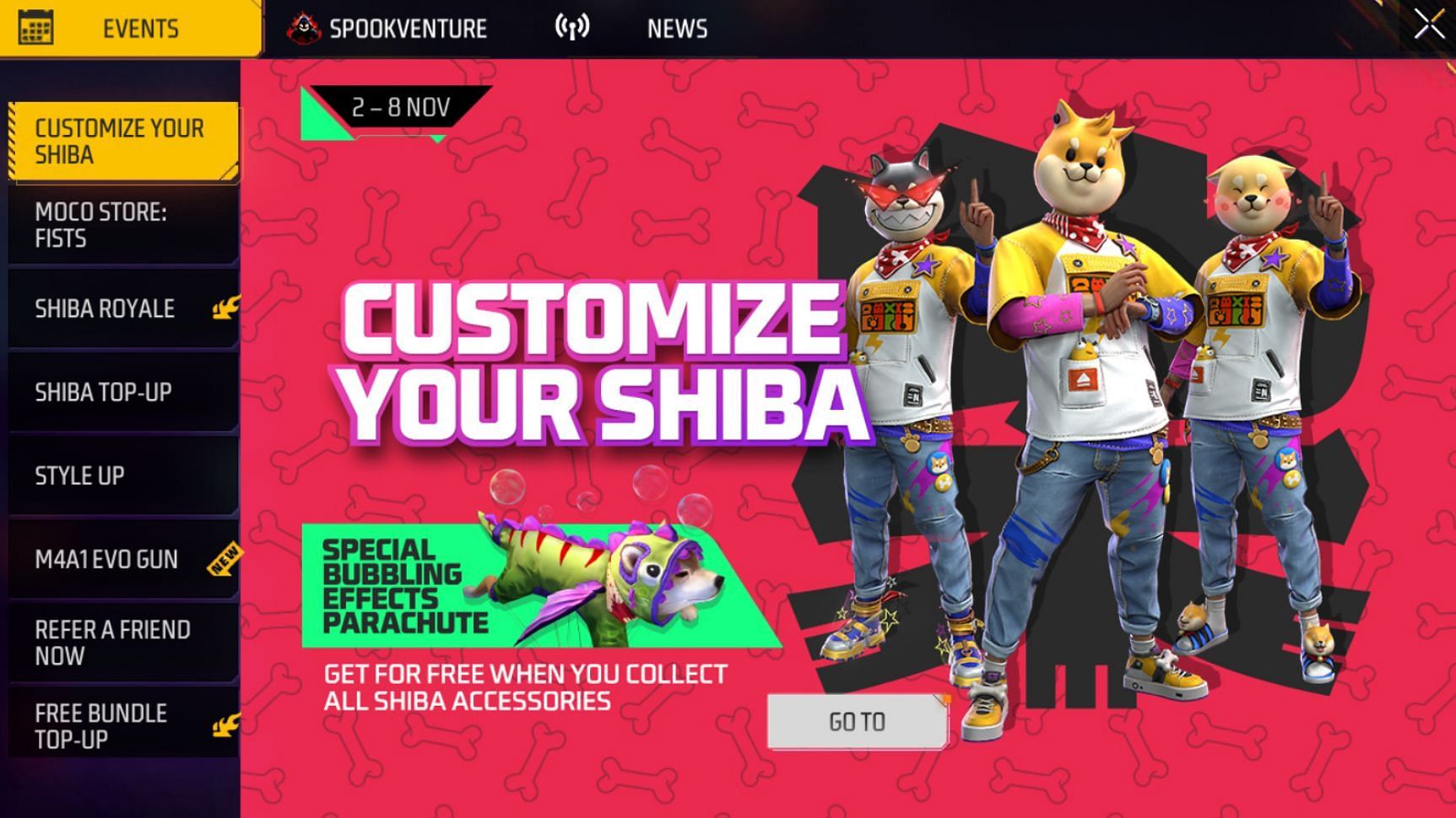 Customize Your Shiba event (Image via Garena)