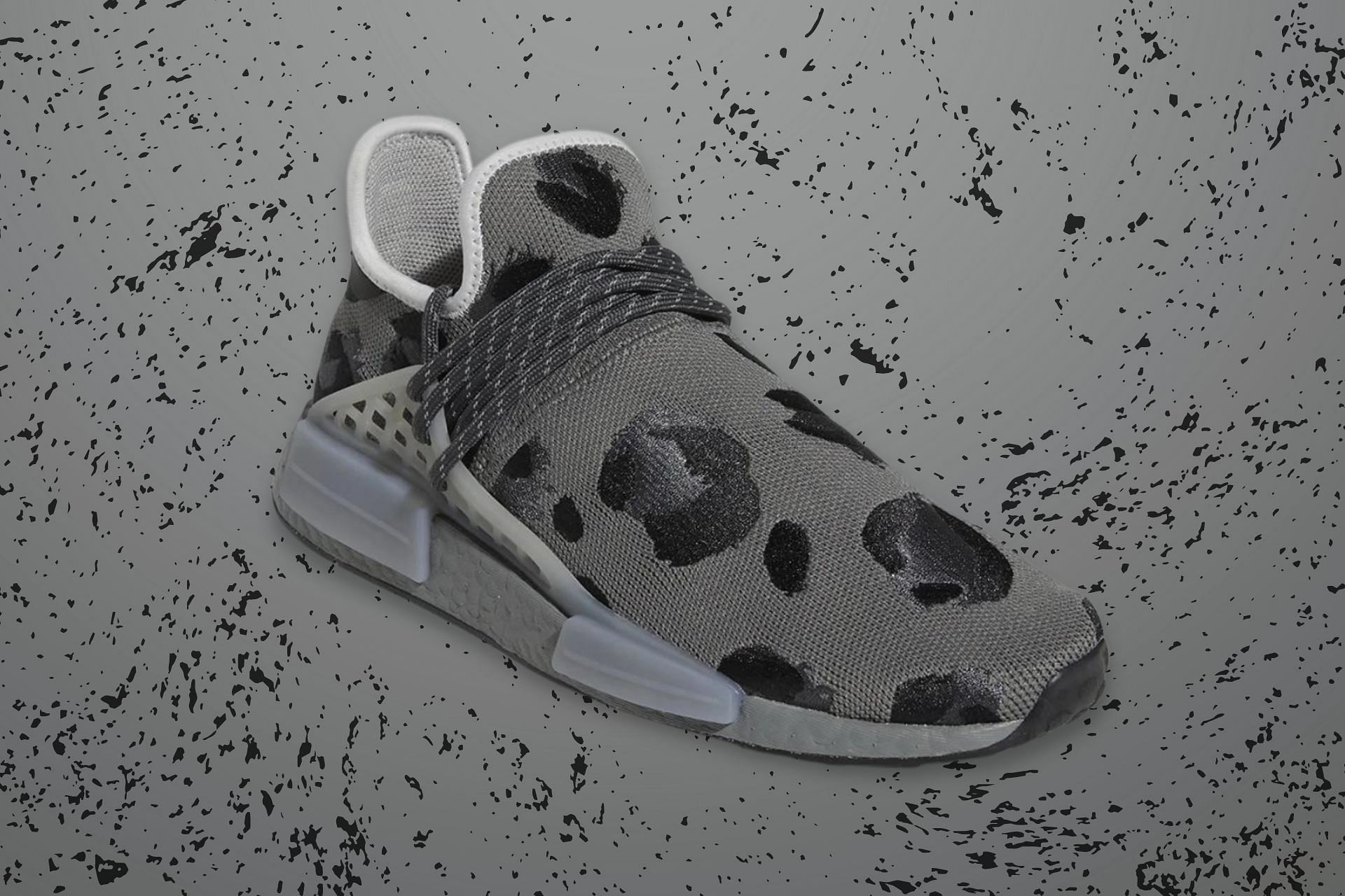 Pharrell Williams x Adidas Hu NMD Grey Animal Print shoes (Image via Adidas)