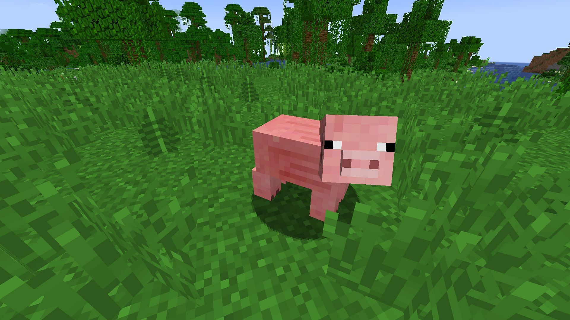 Old pig texture with darker lines on its body along with a different shade of pink color in Minecraft (Image via Mojang)