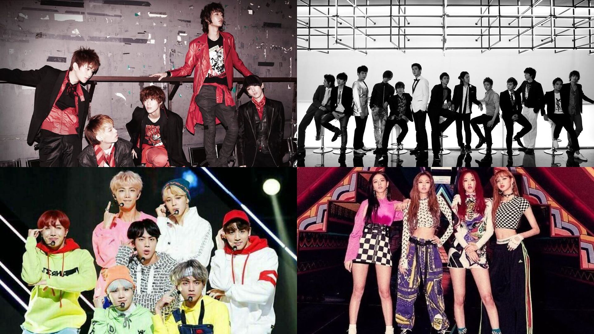 These CSAT banned K-pop songs are dangerously addictive. (Images via Twitter/ @jjonglog, @suju_thailand, @UniversBTS_, and @bpyoutubedata)