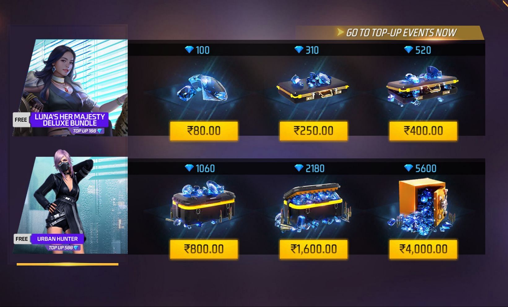 Purchase 500 diamonds to get both rewards (Image via Garena)