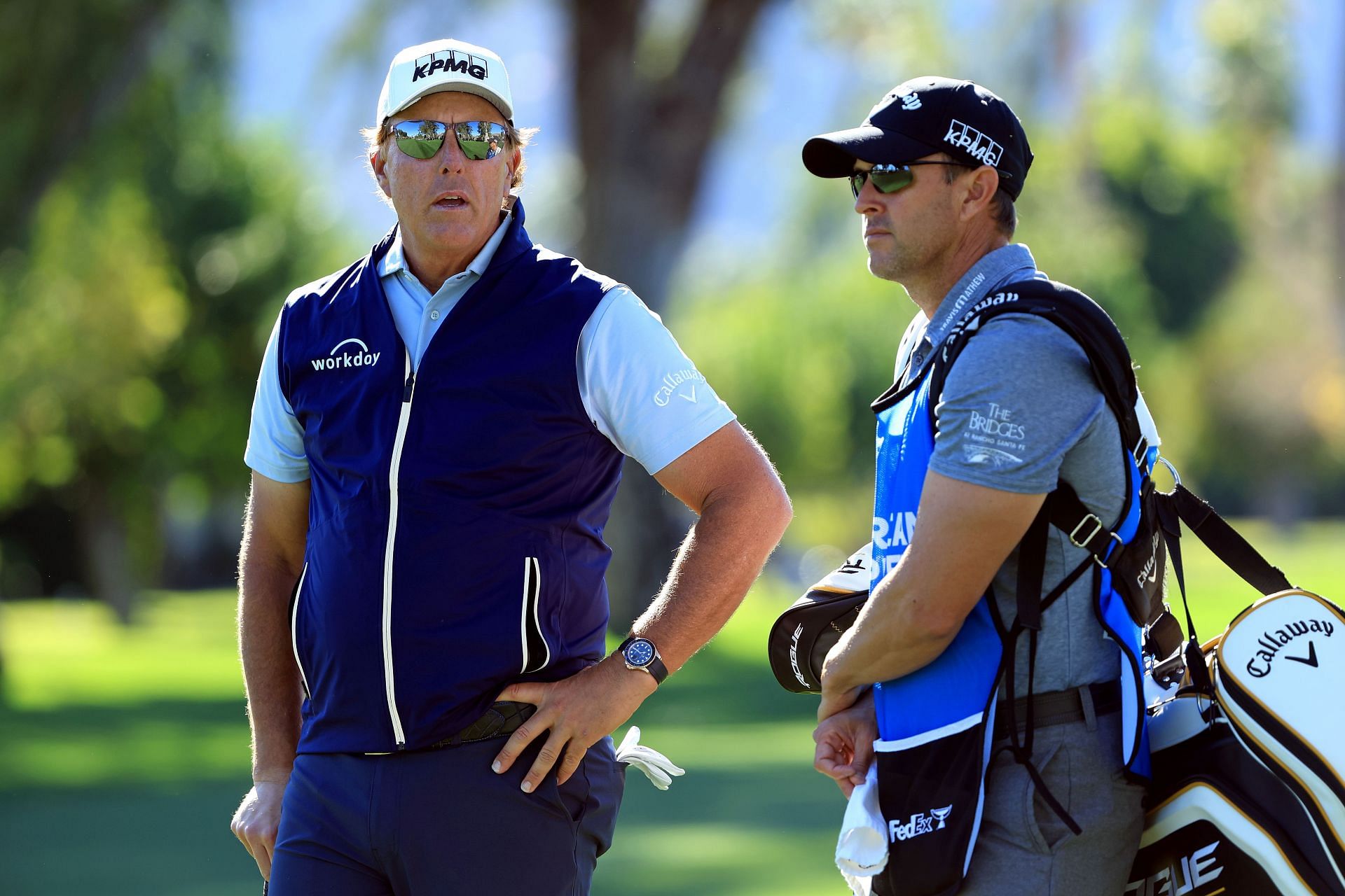 Phil Mickelson and caddy-brother Tim Mickelson at The American Express - Round One (Image via Sam Greenwood/Getty Images)