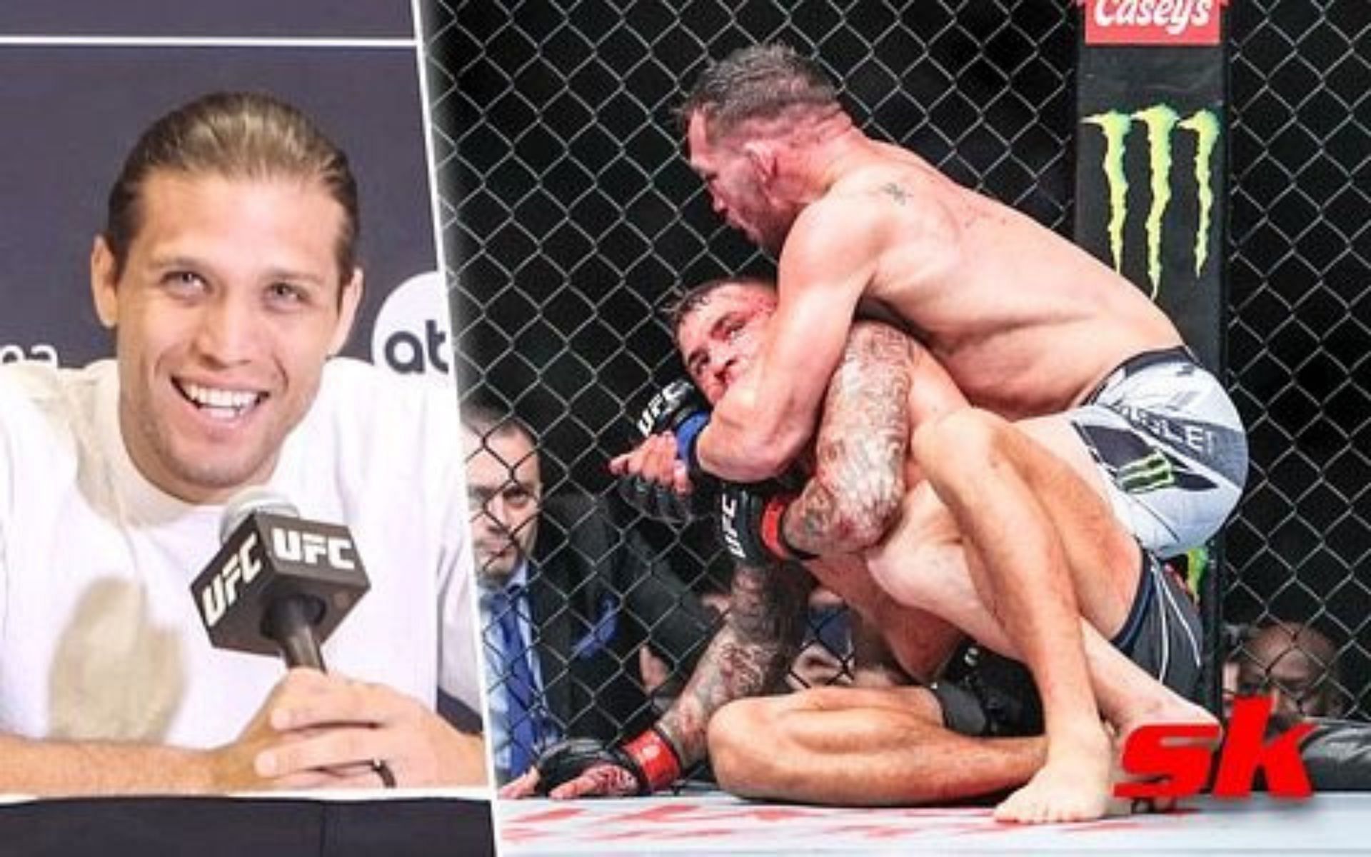 Brian Ortega hilariously reacts to Michael Chandler trying to submit Dustin  Poirier by unfairly fish-hooking him