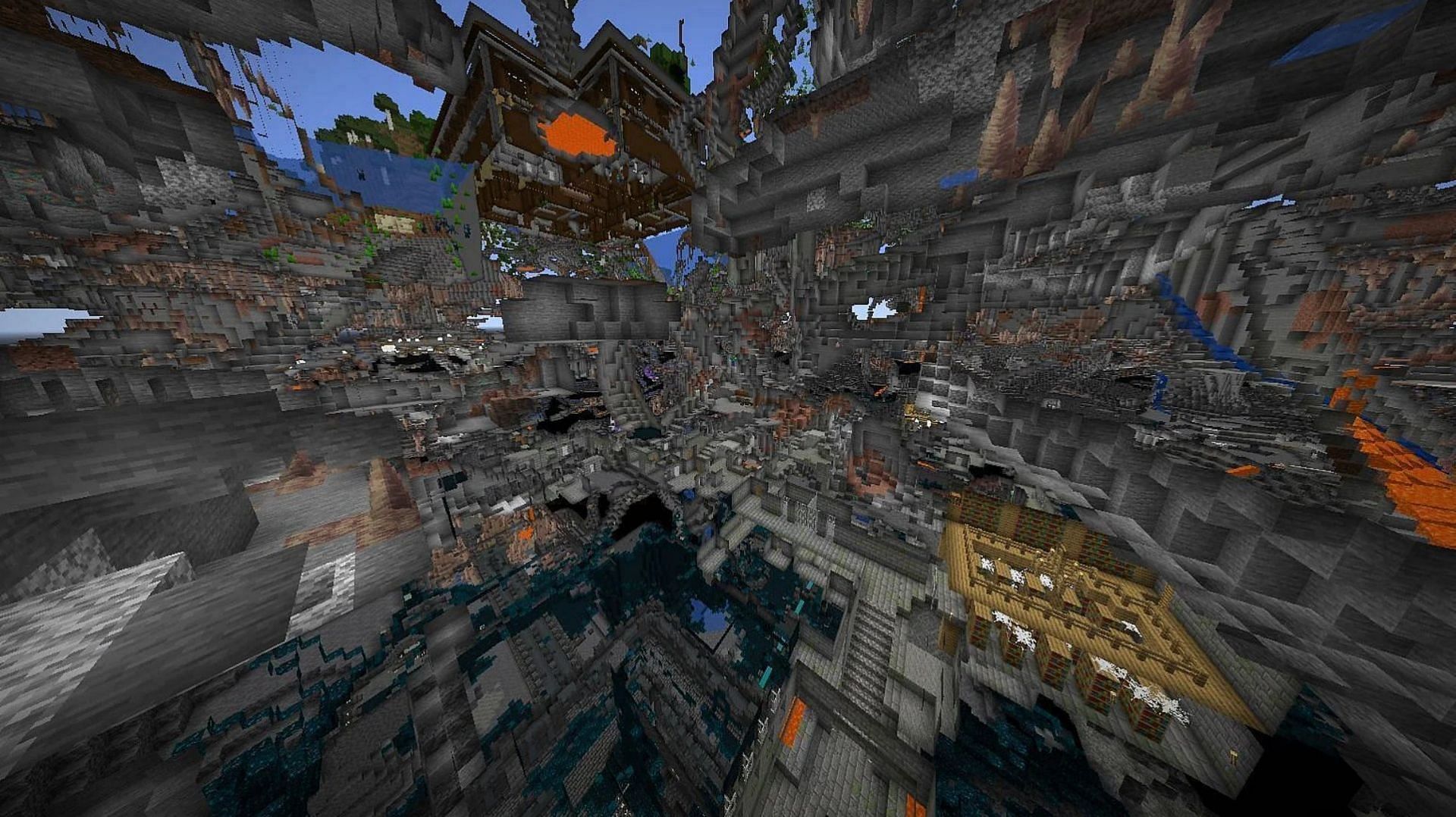 This seed generates an Ancient City right underneath a Woodland Mansion (Image via Mojang)