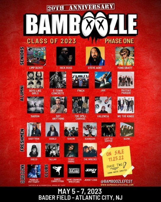 Bamboozle Festival 20th anniversary 2023 Lineup, tickets, where to buy