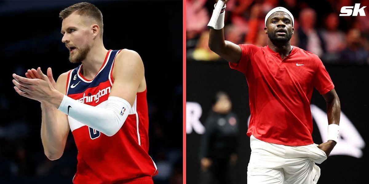 Kristaps Porzingis (L) and Frances Tiafoe.