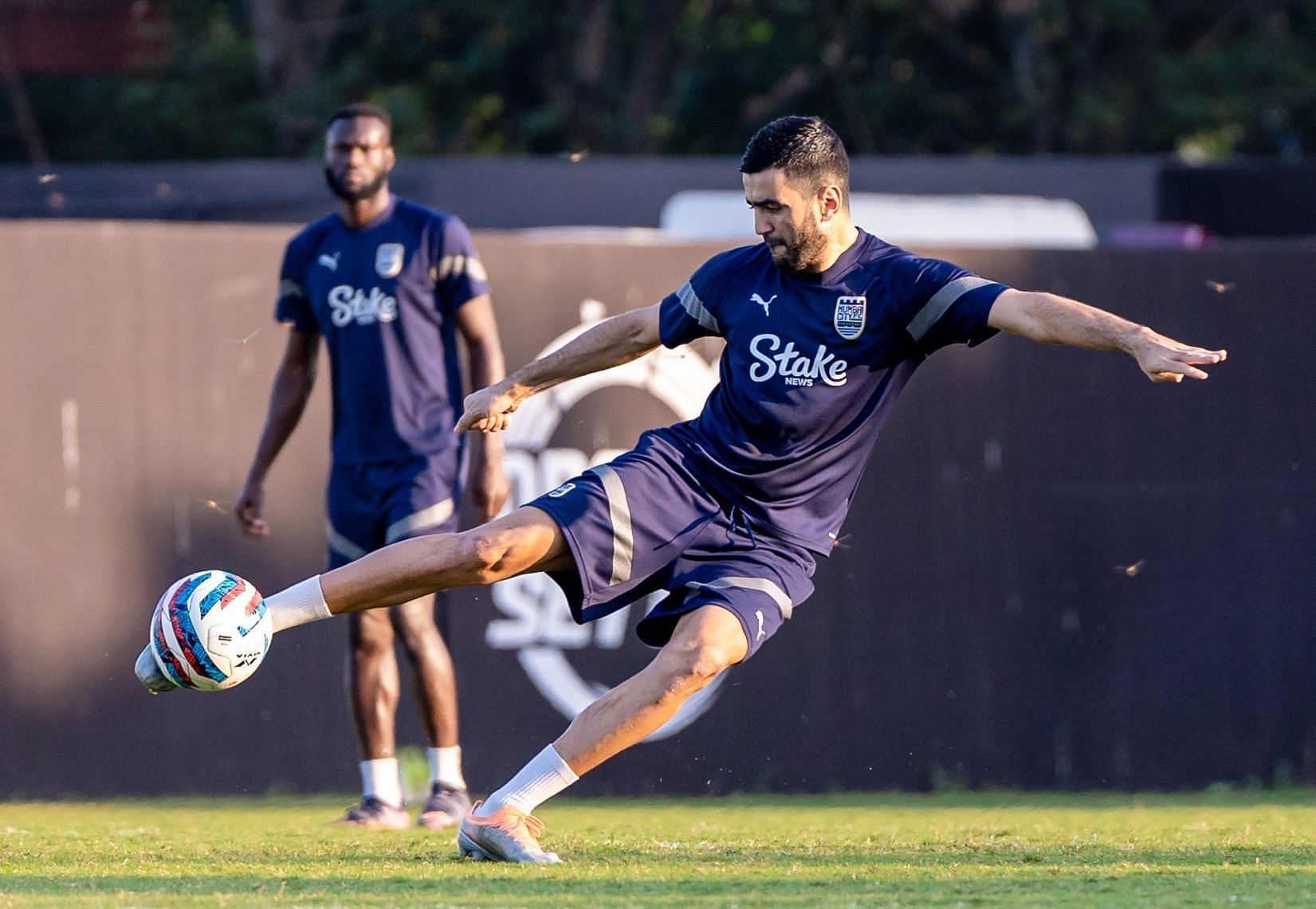 Ahmed Jahouh practicing ahead of the clash against Chennaiyin FC.