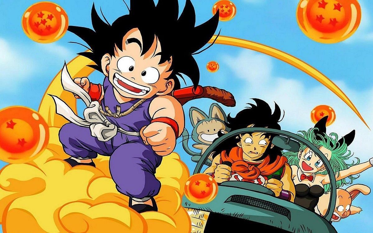 Goku, Yamcha, Puar, Bulma, and Oolong as they appear in the original Dragon Ball anime (Image via Toei Animation)