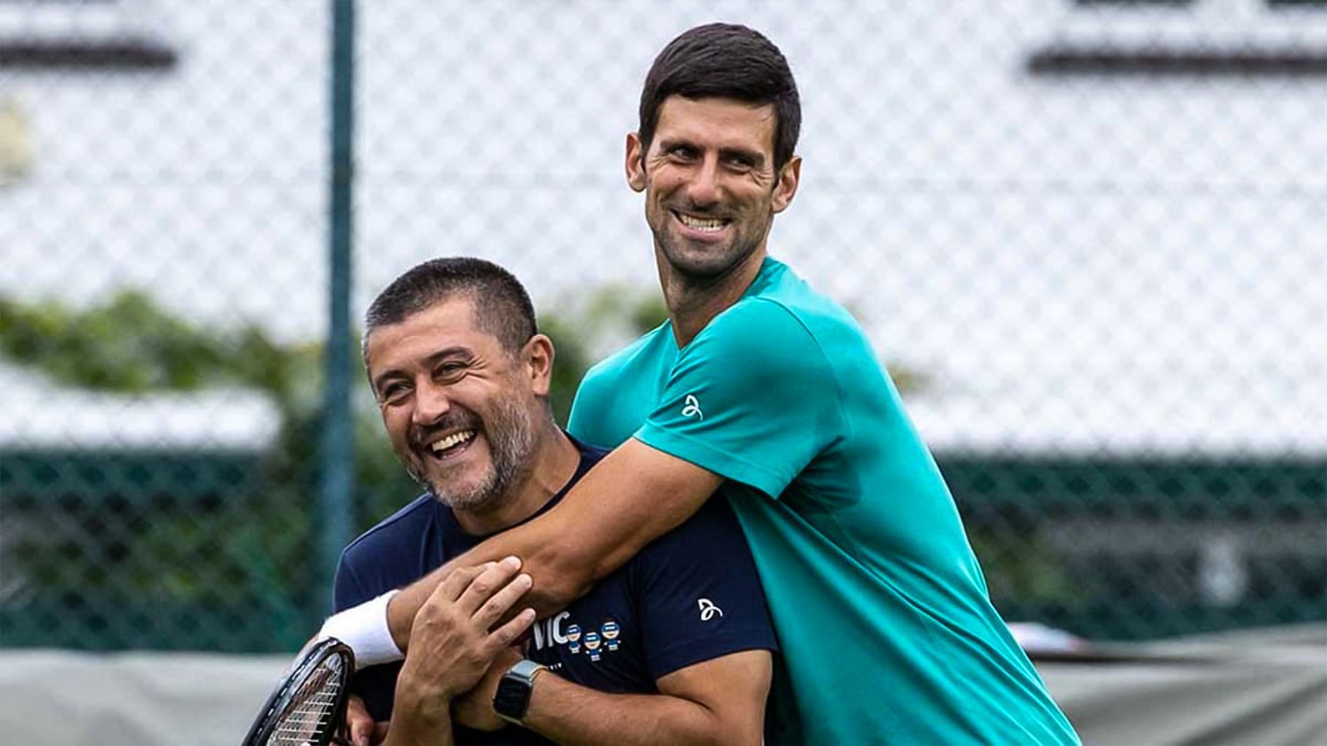 Novak Djokovic with his physio Ulises Badio
