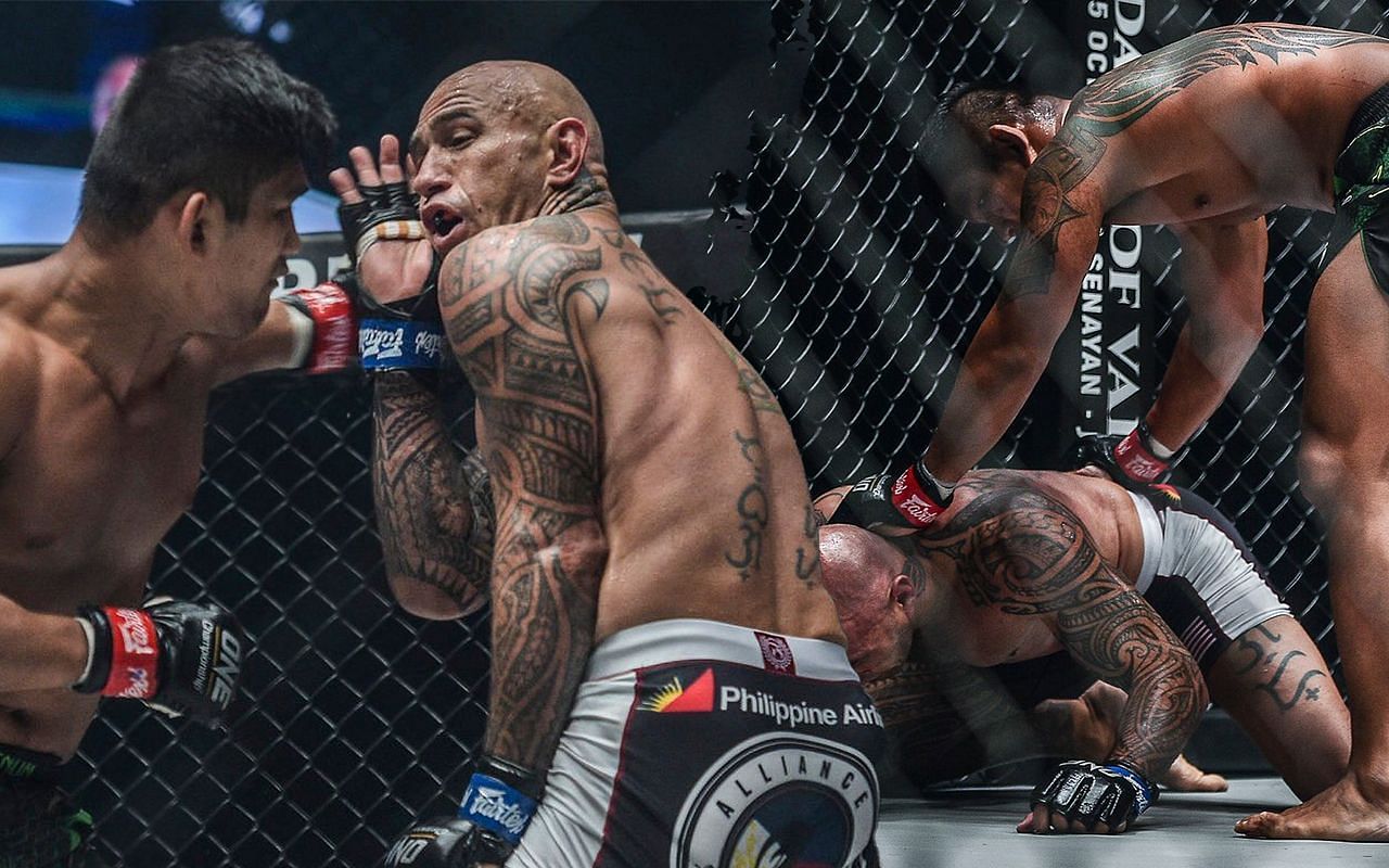 Aung La N Sang (left/right), Brandon Vera (center), photo by ONE Championship