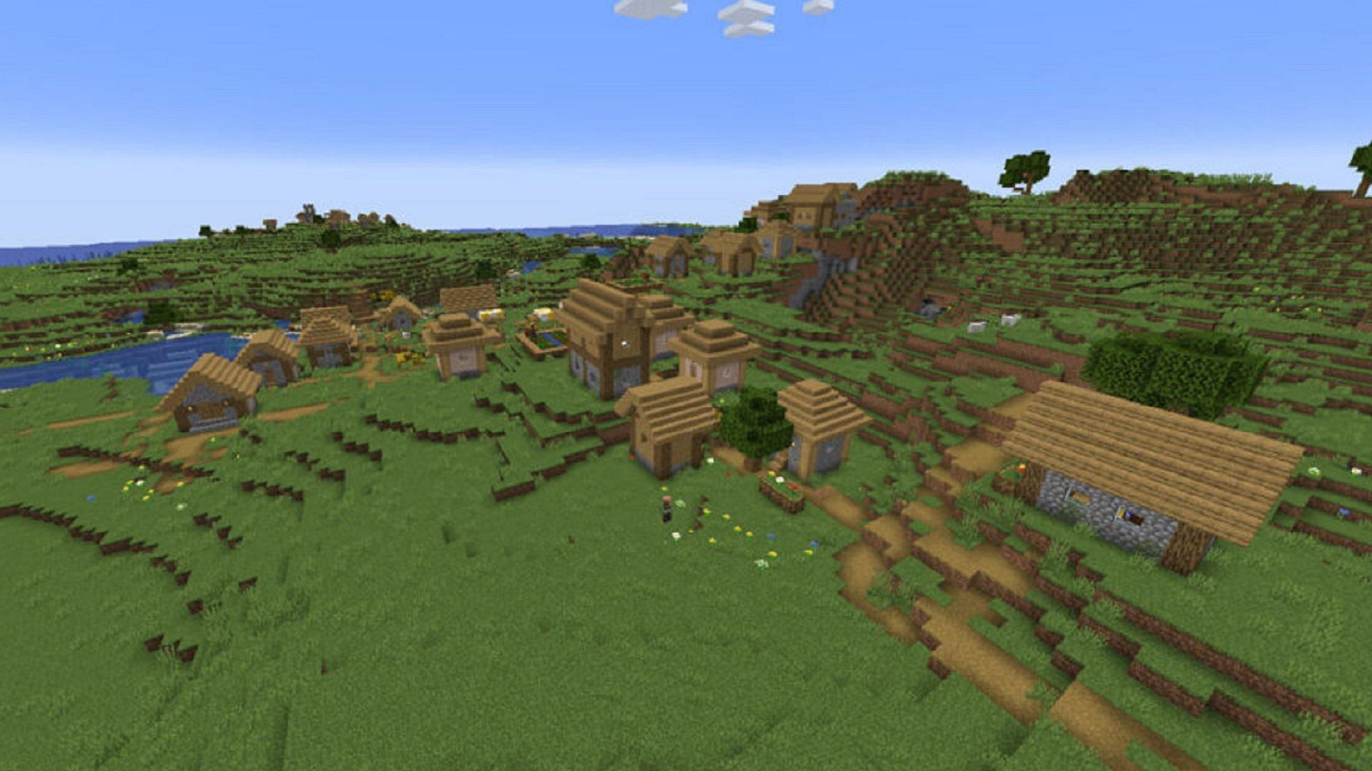 Four villages await the player immediately next to their spawn point (Image via Mojang)