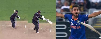 [WATCH] Umran Malik claims his 1st ODI wicket on debut by dismissing New Zealand opener Devon Conway