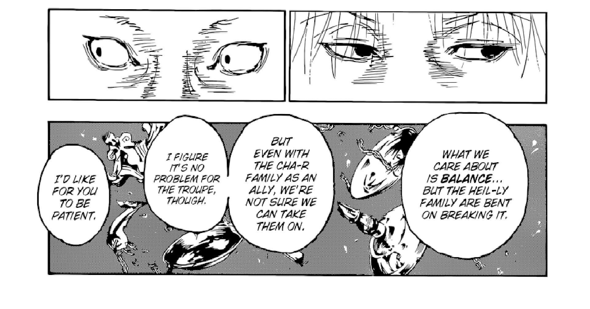 Hinrigh explains the situation to Hisoka in chapter 393 (Image via Yoshihiro Togashi/Shueisha)