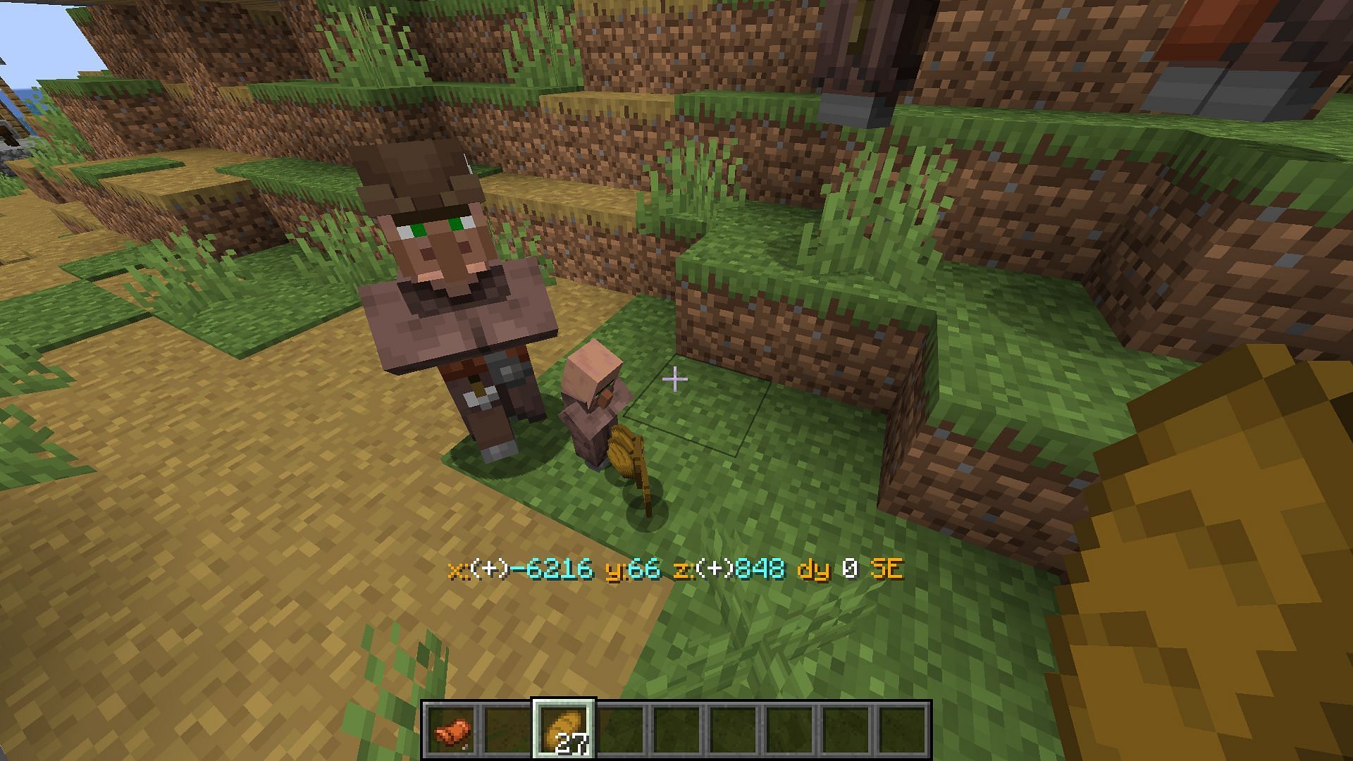 Illagers will not attack baby villagers, but they can hurt them accidentally (Image via Mojang)