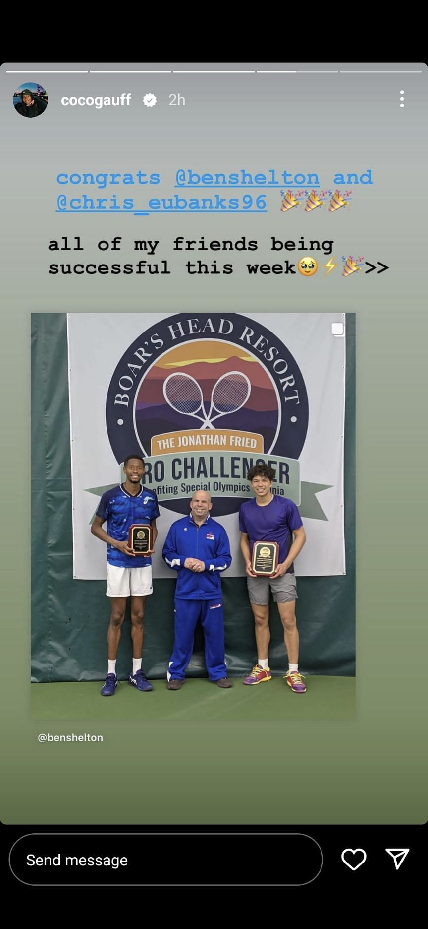 Coco Gauff congratulated Ben Shelton and Christopher Eubanks