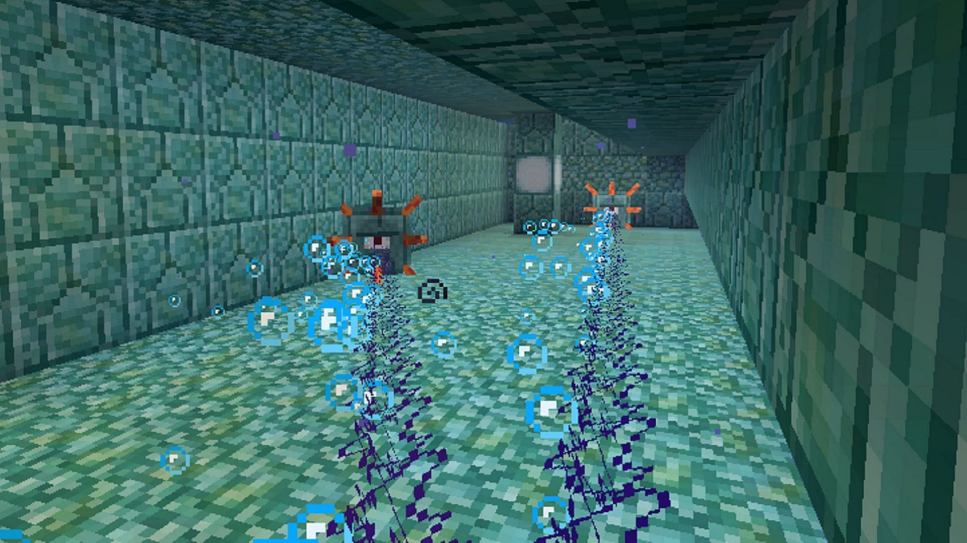 Guardians are one of many dangers in ocean monuments (Image via Mojang)