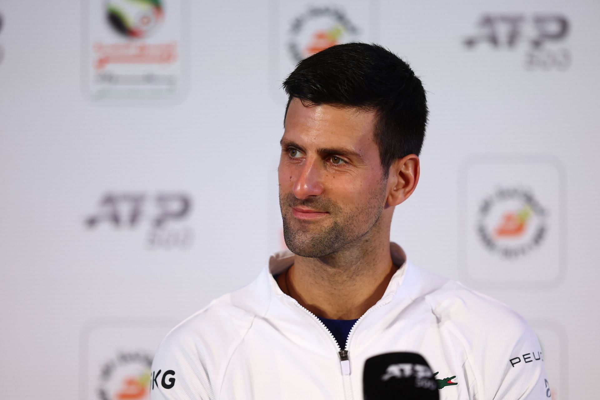 Novak Djokovic at a press conference at the Dubai Duty Free Tennis Championships