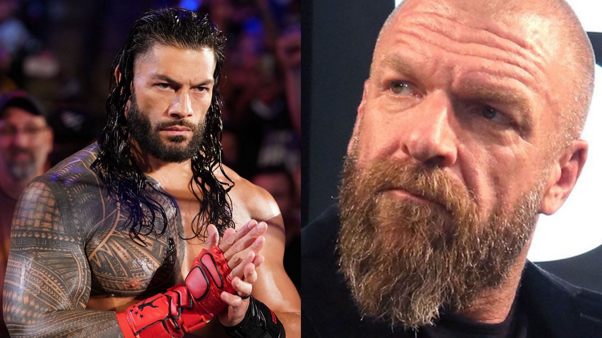 Roman Reigns (left); Triple H (right)