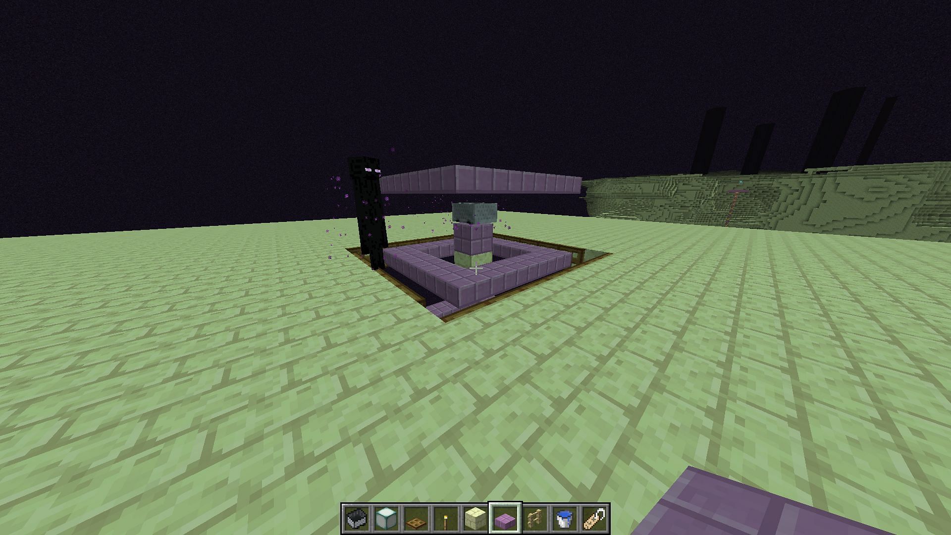 Enderman farm using an Endermite in a minecart (Image via MinecraftForum)