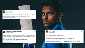 "T20 cricket is healing finally"- Fans erupt as Suryakumar Yadav replaces Rizwan as No.1 ranked men's T20I batter