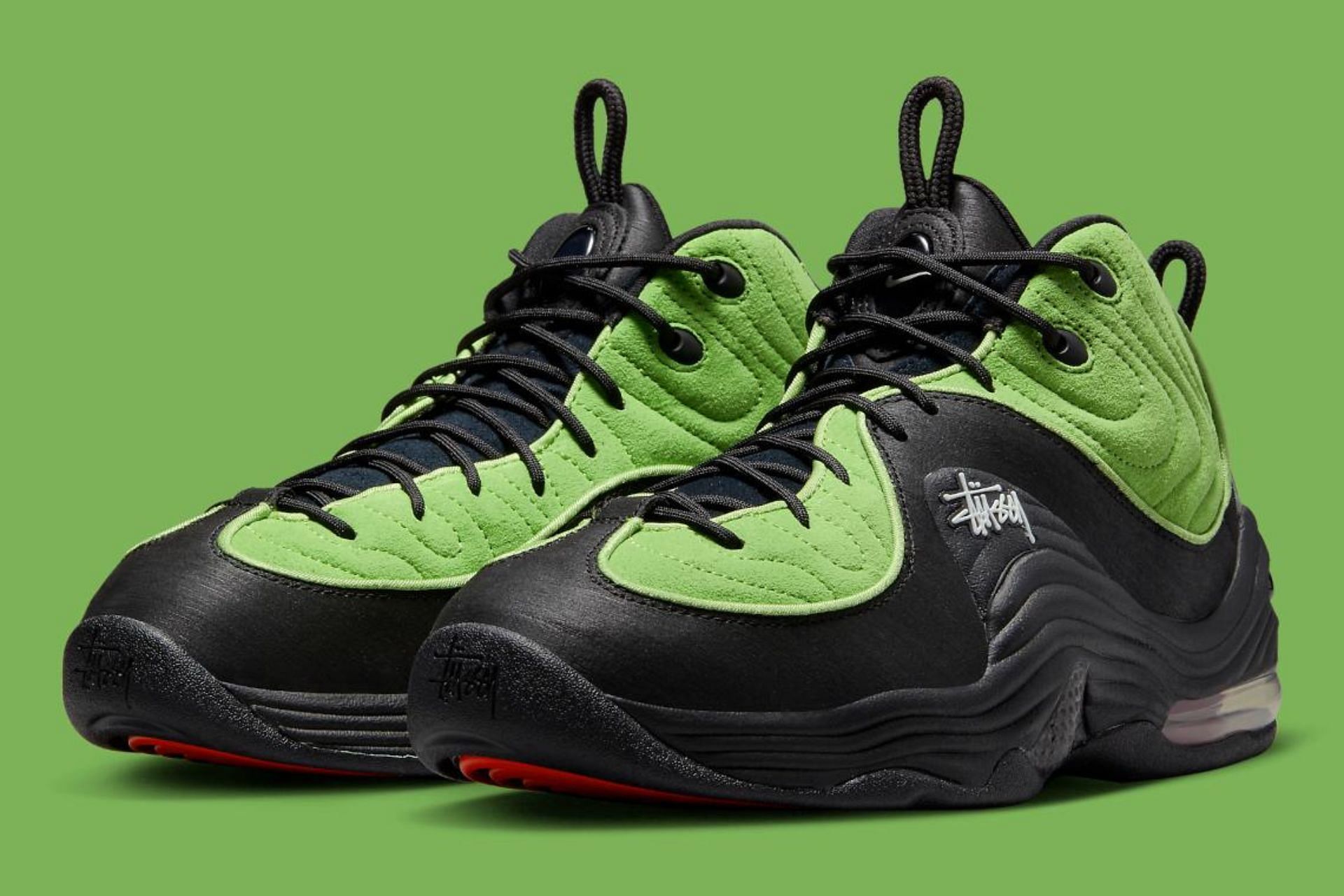 Stussy x Nike Air Max Penny 2 Black/Green shoes (Image via Nike)